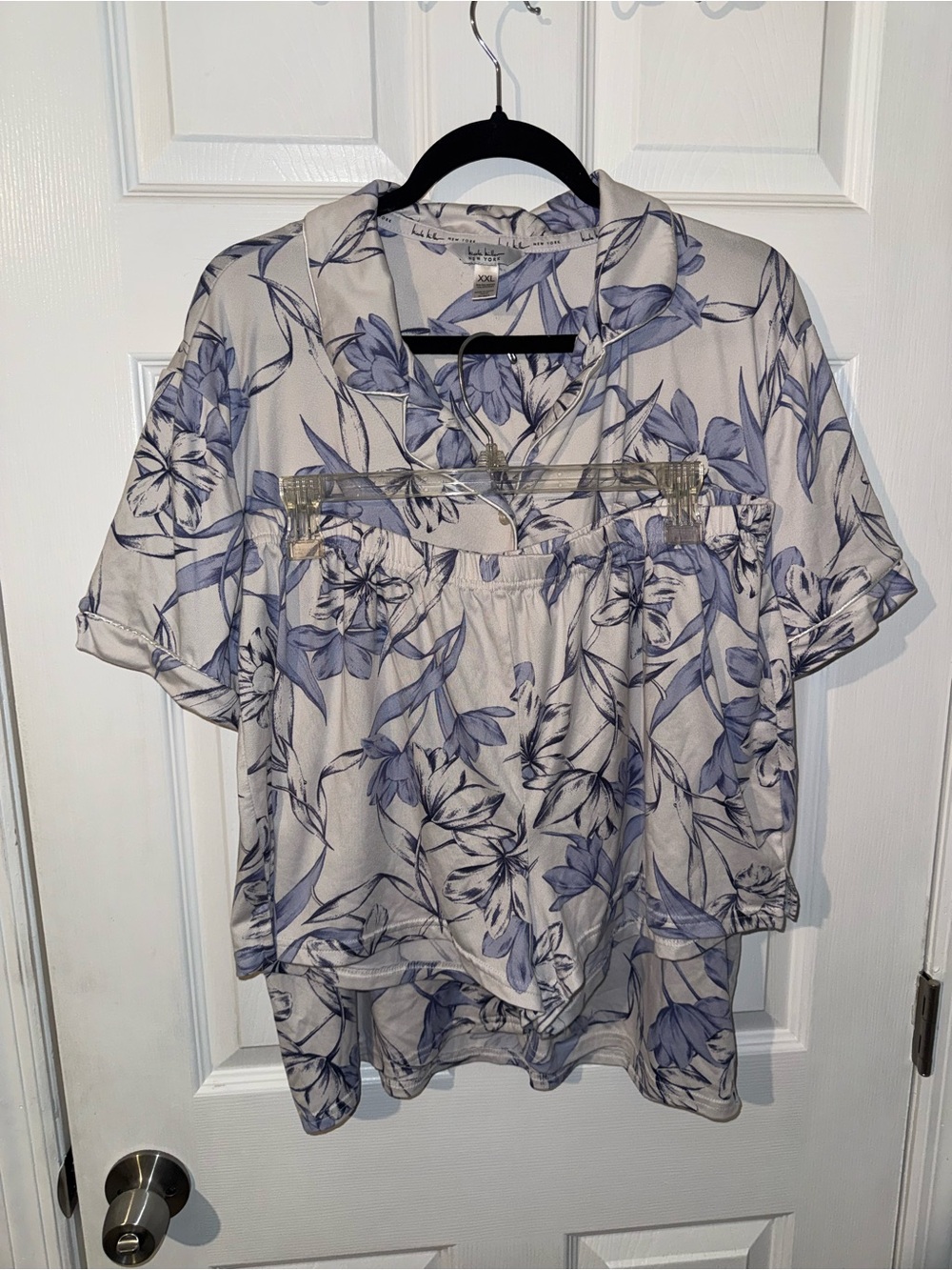Nicole Miller New York pajama short set blue and purple watercolor Women’s XXL